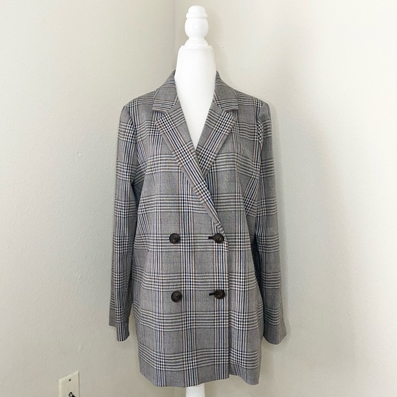 madewell - caldwell double-breasted blazer menswear plaid checkered oversized - Picture 2 of 7